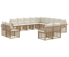 Lauko sofos komplektas 13 pcs Natūralus ir grietinėlės baltas