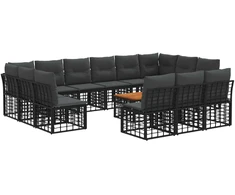 Lauko baldų komplektas Lauko sofos komplektas 14 pcs Juoda ir tamsiai pilka