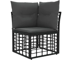 Lauko baldų komplektas Lauko sofos komplektas 10 pcs Juoda ir tamsiai pilka