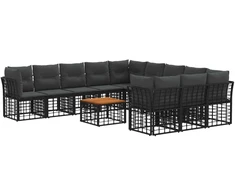 Lauko baldų komplektas Lauko sofos komplektas 12 pcs Juoda ir tamsiai pilka