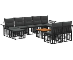 Lauko baldų komplektas Lauko sofos komplektas 10 pcs Juoda ir tamsiai pilka