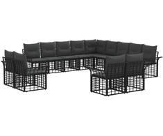 Lauko sofos komplektas 13 pcs Juoda ir tamsiai pilka