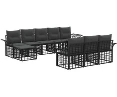 Lauko sofos komplektas 10 pcs Juoda ir tamsiai pilka