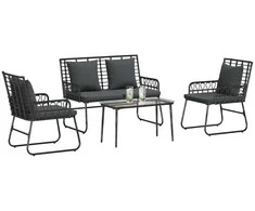 Lauko baldų komplektas Sodo baldų komplektas 4 pcs Juoda ir Antracitas poliratanas