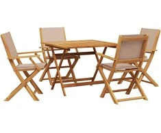 Lauko baldų komplektas Sodo komplektas, 5 dalių, taupe, audinys ir mediena