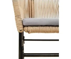 Lauko baldų komplektas Sodo komplektas, 3 dalių, rudas, poliratanas ir stiklas