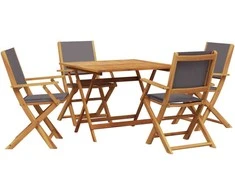 Lauko baldų komplektas Sodo komplektas, 5 dalių, antracito, audinys ir mediena