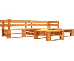 Lauko baldų komplektas Sodo komplektas iš palečių su pagalvėmis, 4 dalių, mediena