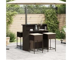 Lauko baldų komplektas Sodo komplektas su pagalvėlėmis, 5 dalių, rudas, poliratanas