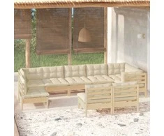 Sodo komplektas su pagalvėlėmis, 9 dalių, pušies masyvas