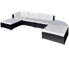 Sodo komplektas su pagalvėlėmis, 6 dalių, juodas, poliratanas