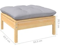 Lauko baldų komplektas Sodo komplektas su pilkomis pagalvėmis, 6 dalių, pušis