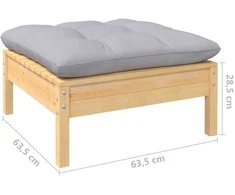 Lauko baldų komplektas Sodo komplektas su pilkomis pagalvėmis, 7 dalių, pušis