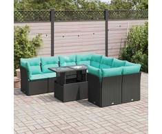 Lauko baldų komplektas Sodo komplektas su pagalvėlėmis, 9 dalių, poliratanas/akacija
