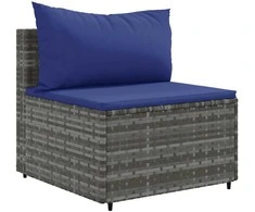 Lauko baldų komplektas Sodo komplektas su pagalvėlėmis, 4 dalių, pilkas, poliratanas