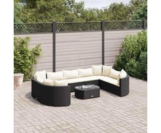 Sodo komplektas su pagalvėlėmis, 10 dalių, juodas, poliratanas