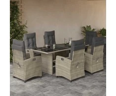 Sofa Sodo komplektas su pagalvėlėmis, 7 dalių, pilkas, poliratanas