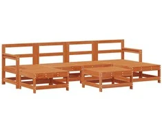Lauko baldų komplektas Sodo poilsio komplektas 7 pcs Vaško Ruda Tvirtas pušies medis