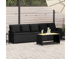 Lauko baldų komplektas Sodo sofa, 5 vietų, su pagalvėlėmis, juoda, poliratanas
