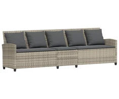 Lauko baldų komplektas Sodo sofa, 5 vietų, su pagalvėlėmis, šviesiai pilka, poliratanas