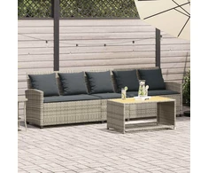 Lauko baldų komplektas Sodo sofa, 5 vietų, su pagalvėlėmis, šviesiai pilka, poliratanas