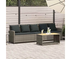 Lauko baldų komplektas Sodo sofa, 5 vietų, su pagalvėlėmis, pilka, poliratanas