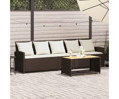 Lauko baldų komplektas Sodo sofa, 5 vietų, su pagalvėlėmis, ruda, poliratanas