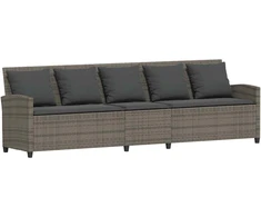 Lauko baldų komplektas Sodo sofa, 5 vietų, su pagalvėlėmis, pilka, poliratanas