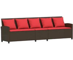 Lauko baldų komplektas Sodo sofa, 5 vietų, su pagalvėlėmis, ruda, poliratanas