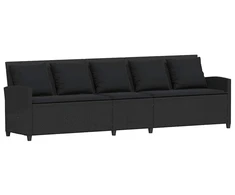 Lauko baldų komplektas Sodo sofa, 5 vietų, su pagalvėlėmis, juoda, poliratanas