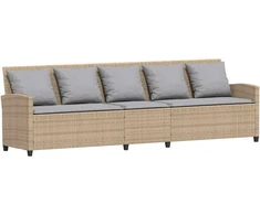Lauko baldų komplektas Sodo sofa, 5 vietų, su pagalvėlėmis, smėlio spalvos, poliratanas