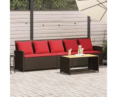 Lauko baldų komplektas Sodo sofa, 5 vietų, su pagalvėlėmis, ruda, poliratanas
