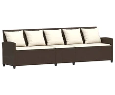Lauko baldų komplektas Sodo sofa, 5 vietų, su pagalvėlėmis, ruda, poliratanas