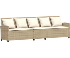 Lauko baldų komplektas Sodo sofa, 5 vietų, su pagalvėlėmis, smėlio spalvos, poliratanas