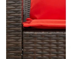 Lauko baldų komplektas Sodo sofa, 5 vietų, su pagalvėlėmis, ruda, poliratanas