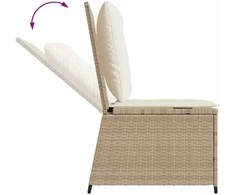 Lauko baldų komplektas Sodo sofa su pagalve Juoda ir kreminė balta poliratanas