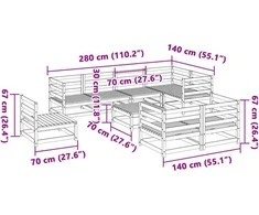 Sodo sofos komplektas, 9 dalių, douglas eglės medienos masyvas