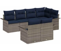 Lauko baldų komplektas Sodo Sofų Rinkinys su pagalve 7 pcs Pilka poliratanas