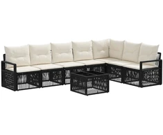 Lauko baldų komplektas Sodo Sofų Rinkinys 8 pcs Juoda poliratanas