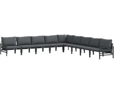Sodo Sofų Rinkinys su pagalve 9 pcs Juoda Plienas