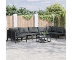 Sodo Sofų Rinkinys su pagalve 8 pcs Juoda Plienas
