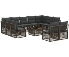 Lauko baldų komplektas Sodo Sofų Rinkinys 12 pcs Pilka poliratanas