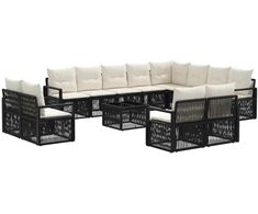 Lauko baldų komplektas Sodo Sofų Rinkinys 13 pcs Juoda poliratanas