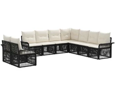 Lauko baldų komplektas Sodo Sofų Rinkinys 9 pcs Juoda poliratanas