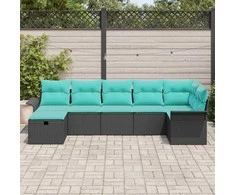 Lauko baldų komplektas Sodo Sofų Rinkinys su pagalve su saugykla 7 pcs Poli ratanas