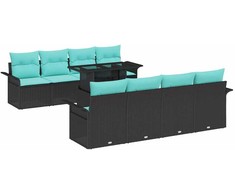 Lauko baldų komplektas Sodo Sofų Rinkinys su pagalve 9 pcs Juoda Poli ratanas