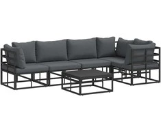 Sodo Sofų Rinkinys su pagalve 6 pcs Juoda Aliuminis