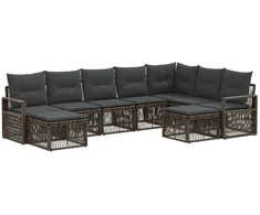 Lauko baldų komplektas Sodo Sofų Rinkinys 9 pcs Pilka poliratanas