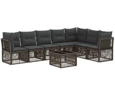 Lauko baldų komplektas Sodo Sofų Rinkinys 8 pcs Pilka poliratanas