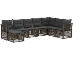 Lauko baldų komplektas Sodo Sofų Rinkinys 8 pcs Pilka poliratanas